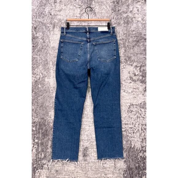 Re/Done Jeans 29 Womens 70s Ultra High Rise Stove Pipe Raw Hem Distressed - Picture 2 of 9